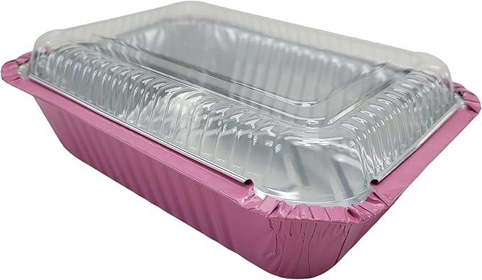 KitchenDance 1.5 lb. Colored Foil Takeout Containers With Lids - Heavy Gauge Aluminum Containers - Casserole Dish Disposable Pans for Cooking, Freezing, Food Prep, Storage - 7650 (Pink, 1000) by KitchenDance