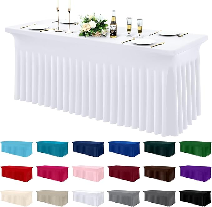 Moosfor Spandex Fitted Rectangle Tablecloth, Elastic Table Skirt by Moosfor