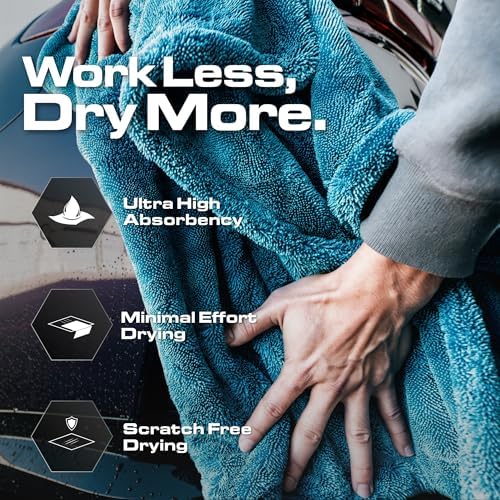 Blackline Microfiber Car Drying Towel 24"x36", 1300GSM Twisted Loop - Image 2