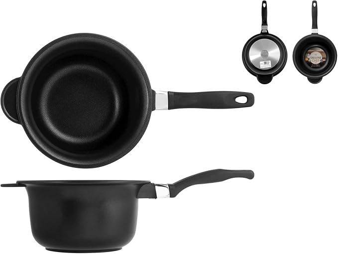 Home Granchef Polenta Saucepan, Non-Stick Coating with Handle, Round, Aluminium, Black, 26 cm by Home