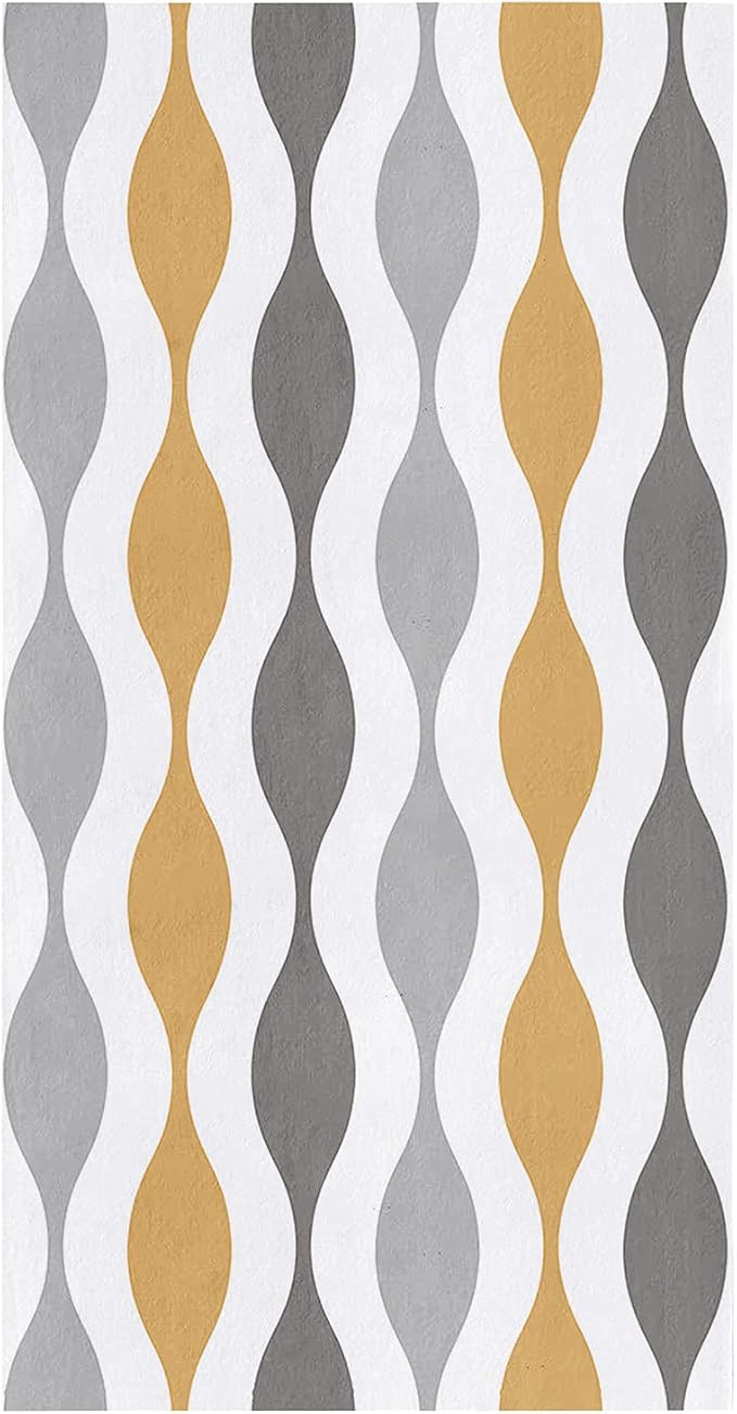 T&H XHome Kitchen Dish Towels 1 Pack-Super Absorbent Soft Microfiber,Mid-Century Modern Geometric Yellow Gray Pattern Cleaning Dishcloth Hand Towels Tea Towels for Kitchen Bathroom Bar by T%26H+XHome