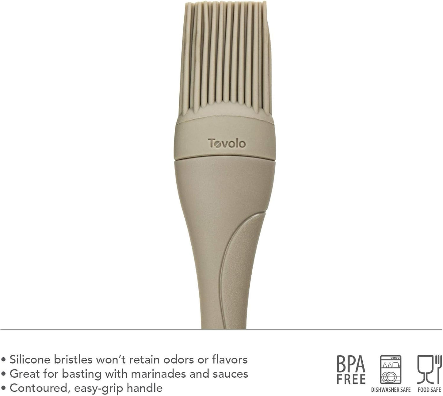 Tovolo Small 7” Heat Resistant Kitchen Silicone Cooking Brush Great for Pastry Baking Basting Sauces Marinades Glazing Oil Brushing Baste Meats Pastries Cakes Desserts, Slate Gray