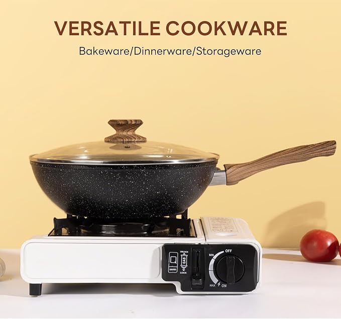 NEWBULIG 17-Piece Nonstick Cookware Set, Dishwasher Safe Non-Toxic Pots and Pans with Stay-Cool Handles, Induction Compatible Cookware, PFAS & PFOA-Free, Black - Image 8