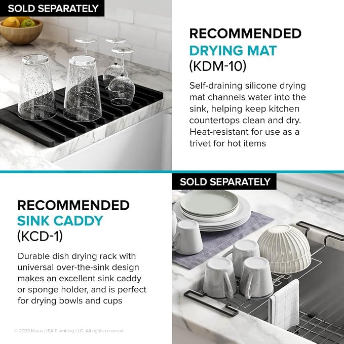 KRAUS Kore 24-Inch Farmhouse Workstation 16 Gauge Single Bowl Stainless Steel Kitchen Sink with Accessories, KWF210-24 - Image 13