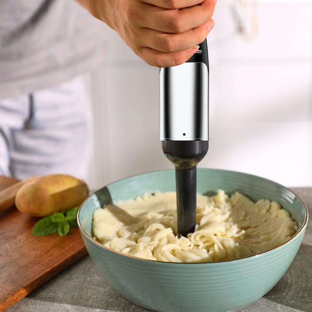Courant Immersion Handheld Blender,4 in 1 400W Stick Blender, Variable Speed Stainless Steel Blades, Blending shaft Whisk,Chopper,Masher, Beaker Stainless Steel, LED Display