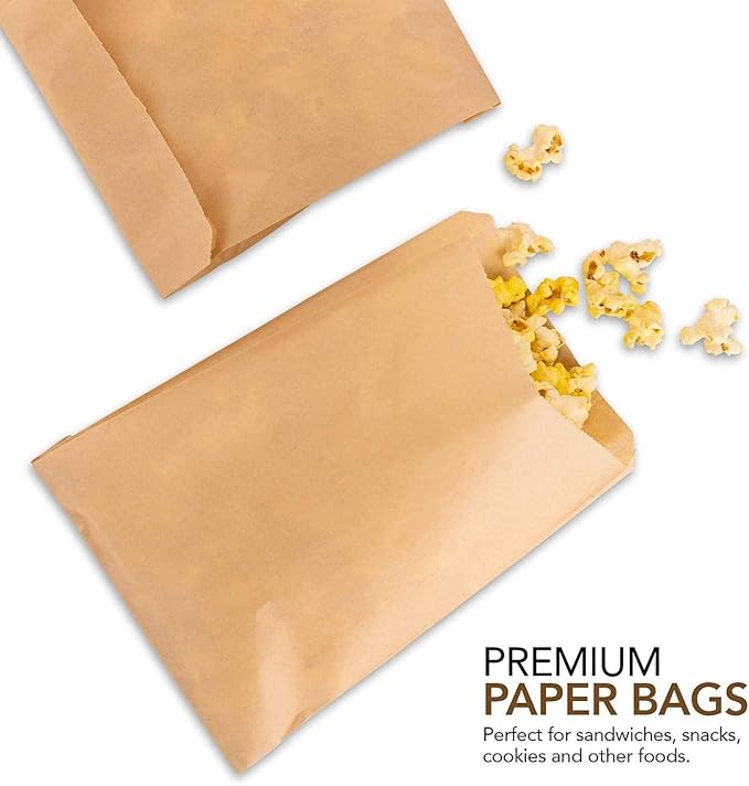 Kraft Brown Sandwich Bags (800 Pack) - Microwavable Unbleached Natural Kraft Paper Bags - Food Grade Grease Resistant Bags for Pastries, Cookies, Snacks - Biodegradable - Stock Your Home - Image 3