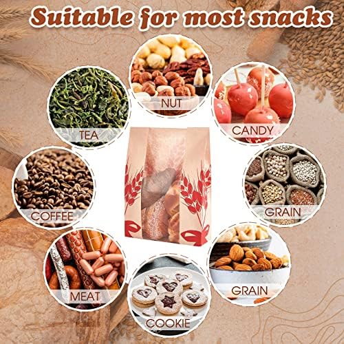 Gueevin 200 Pcs Kraft Paper Bread Bag for Homemade Bread Large Sourdough Loaf Bag with Clear Window Bakery Food Package Storage with 500 Pcs Sticker for Popcorn Cookies, 14x8.3x3.2'' - Image 6