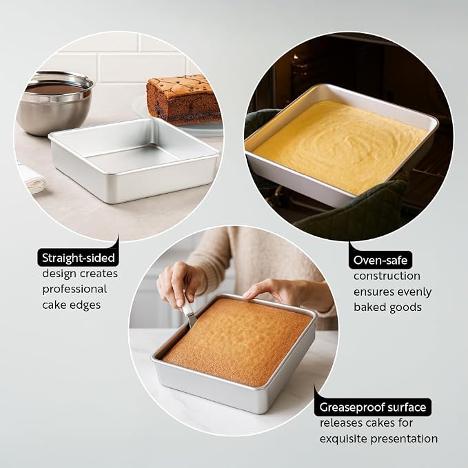 Restaurantware Square Cake Pan 12 Count 8 x 8 x 2 Inches Durable Aluminum Baking Dish Non-Stick Brownie Pan Even-Heating Silver - Image 3