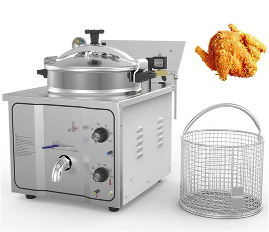 16L Electric Pressure Fryer,110V High-Pressure Chicken Fryer with Safety Features,Stainless Steel Healthy Countertop Deep Fryer for Crispy Fried Delicacies, Commercial-Grade Food Oven