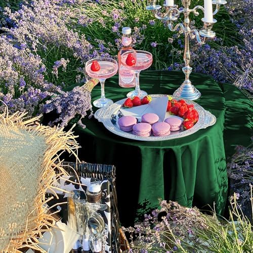 10 Pack Hunter Green Round Tablecloths,90 Inch Polyester Table Cloth - Image 6