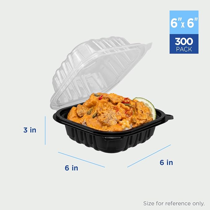 Karat Premium PP Hinged Container [300 ct], Take Out Food Containers - Case (6"x6", 1 compartment) - Image 3