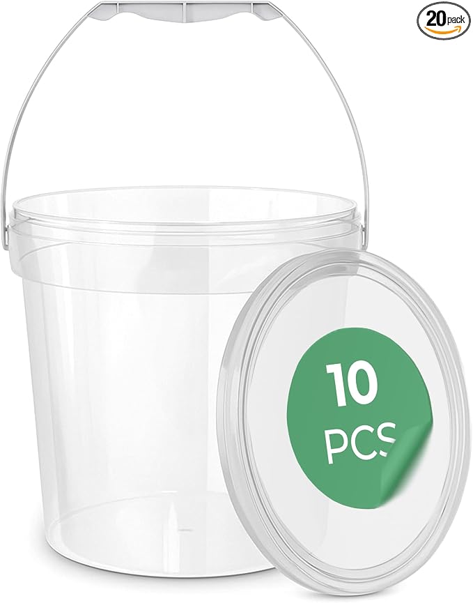 EconoHome 64oz Food Grade Round Plastic Bucket - 0.5 Gallon Food Storage Deli Containers with Lids Ideal for Ice Cream, Soup, and Prep Containers - BPA-Free, Premium HDPE - 10 Pack by EconoHome