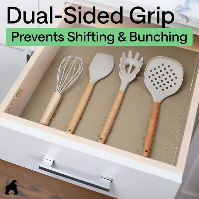 GORILLA GRIP Shelf Liner, Kitchen Drawer Protector, 12x120 Beige - Image 4