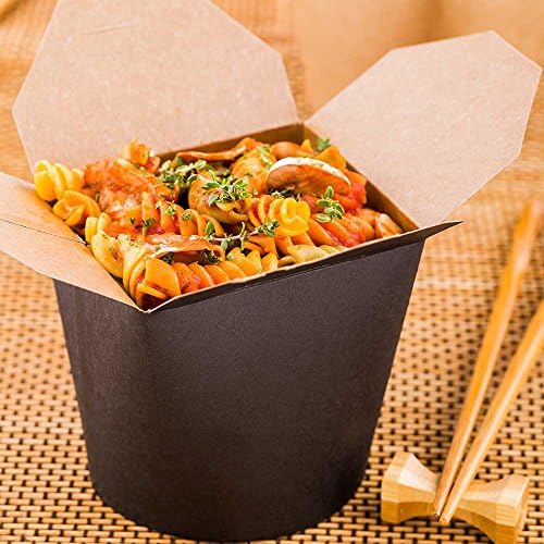 Restaurantware 26 oz Round Black Paper Noodle Take Out Container, 200 Pack - Image 3