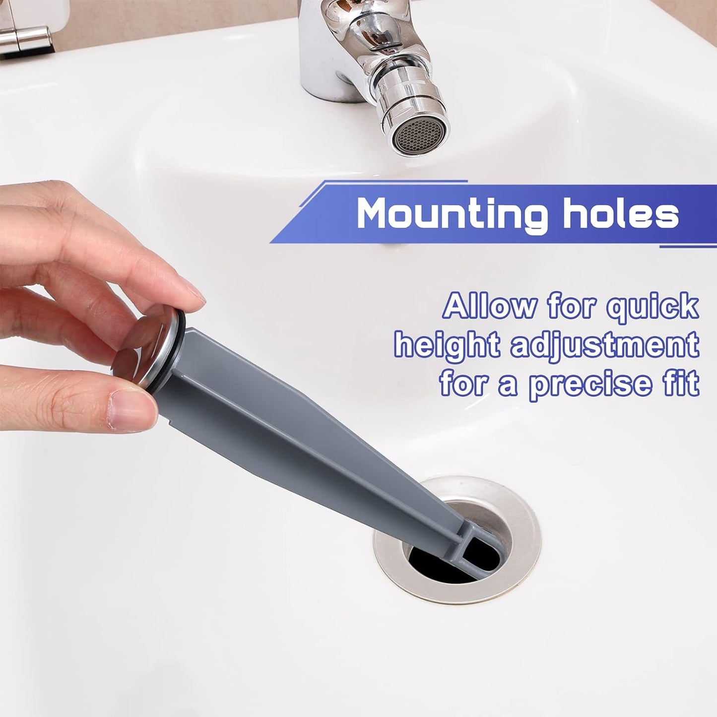 Enhon Pop up Stoppers Compatible with Moen Drain Components, Chrome Bathroom Sink Drain Plunger, 4-7/8 Tall, 1-1/4 Cap Dia, with 1 Mounting Hole and Gasket Seal, Replacement for 88994 (6 Pack)