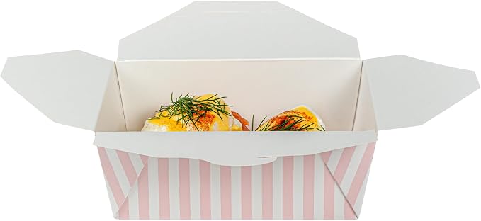 Restaurantware 45 oz Pink And White Stripe 8 Bio Box Container, 200 Ct - Image 11