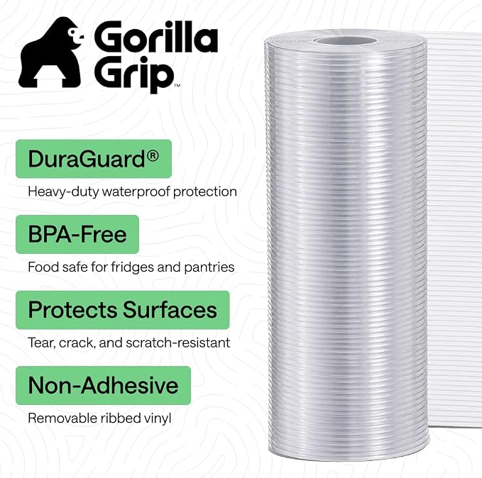 GORILLA GRIP Shelf Liner, Non-Adhesive Cabinet Liners, 17.5" x30' Clear - Image 2