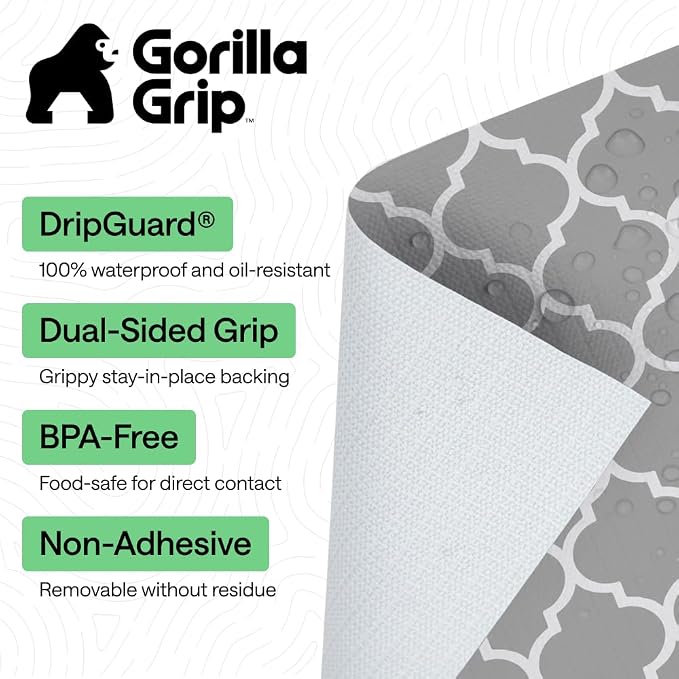 GORILLA GRIP Shelf Liner, Kitchen Drawer Protector, 24x240 White Gray - Image 2