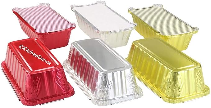 KitchenDance Disposable Aluminum Closable Loaf Pans with Lids - 2 Pounds Aluminum Foil Pans for Cakes, Cobblers - Baking Pans Perfect for Baking, Storing, Preparing Food - 1850 (Silver, 125) - Image 6