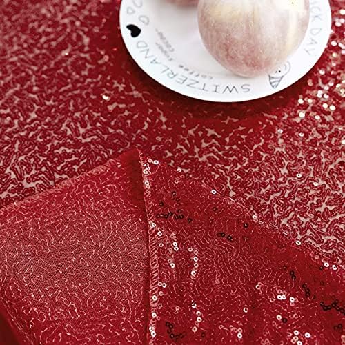 JYFLZQ Burgundy Sequin Tablecloth, Glitter Party Table Cover 70 Inch Round - Image 3