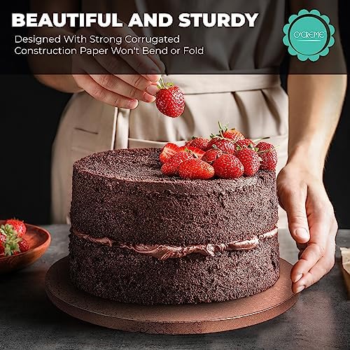 O'Creme Rose Gold Foil Round Cake Board - Gorgeous Design, Sturdy & Durable 1/2" Thick Drums, 14" Diameter - Pack of 5 Disposable Circles - Image 5