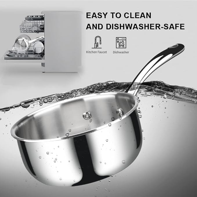 Duxtop Tri-Ply Stainless Steel Saucepan with Lid, 3 Qt Induction Pot - Image 6