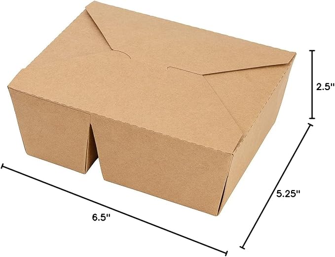 Restaurantware-Bio Tek 47 Ounce Paper Take Out Containers, 200 2-Compartment Kraft Take Out Boxes - Greaseproof, Tab-Lock Closure, Kraft Paper To Go Boxes, Sturdy, Safe For Hot Or Cold Foods - Image 14