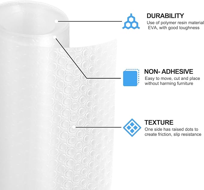 Bloss Clear Shelf Liners Waterproof Kitchen Cabinets Liner Non Adhesive Drawer Mat Refrigerator Liners(12 Inch x 236.22 Inch) Durable Shelf Paper for Bathroom, Kitchen, Desks, Shelves, Cupboard - Image 2