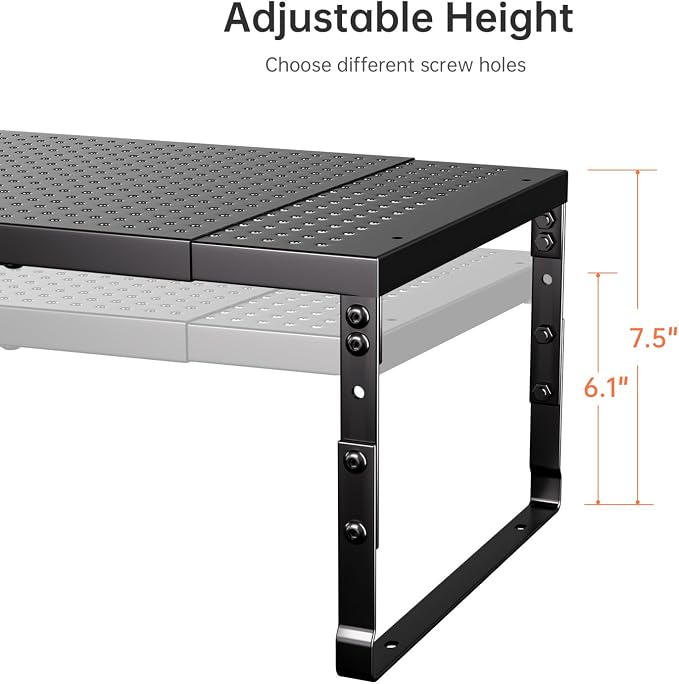 Expandable Adjustable Cabinet Shelf Organizer - Stackable Metal Spice Rack for Kitchen Pantry, Countertop, Cupboard & Bathroom (1Pack/Black,Large) - Image 4