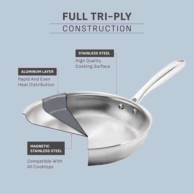 T-fal Pro Tri-Ply Stainless Steel, 12 Piece Pots and Pans Set - Image 3