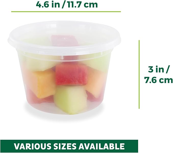 Freshware Food Storage Containers [50 Set] 16 oz Plastic Deli Containers with Lids, Slime, Soup, Meal Prep Containers | BPA Free | Stackable | Leakproof | Microwave/Dishwasher/Freezer Safe - Image 3