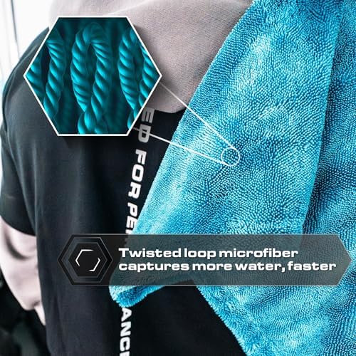 Blackline Microfiber Car Drying Towel 24"x36", 1300GSM Twisted Loop - Image 4