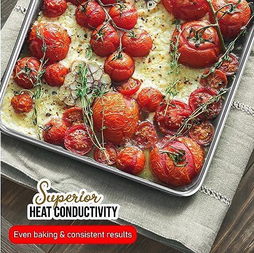 Aluminum Baking Sheet Set, 2 Pack Large Sheet Pan, Commercial Quality Cookie Sheets for Baking or Roasting Non-Stick, 21 x 15 Inch Warp Resistant Aluminum Baking Pan - Image 6