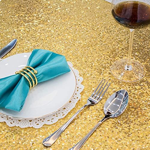 JYFLZQ Gold Sequin Tablecloth, Glitter Table Cover 90x132 Inch Rectangle - Image 3