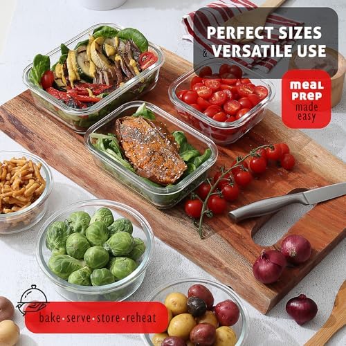 Nestl 48pc Glass Storage Containers with Lids, 24 Glass Food Storage Containers with 24 Airtight Lids for Pantry & Kitchen, Meal Prep Containers for Lunch, Oven Microwave & Dishwasher Safe, Black - Image 4