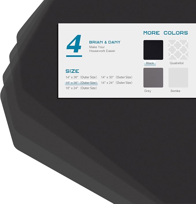 BRIAN & DANY Wire Shelf Liner 18" X 36", Heavy Duty Shelf Liners for Wire Shelving, Waterproof Protector Mats, Set of 4, Black - Image 3