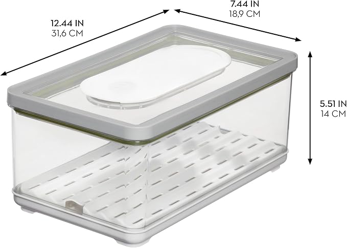 iDesign Large Fridge Produce Bin with Removable Drainage Tray and Lid - Gray - Image 2