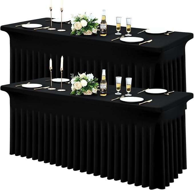 Moosfor 2 Pack Spandex Fitted Rectangle Tablecloth, Elastic Table Skirt by Moosfor