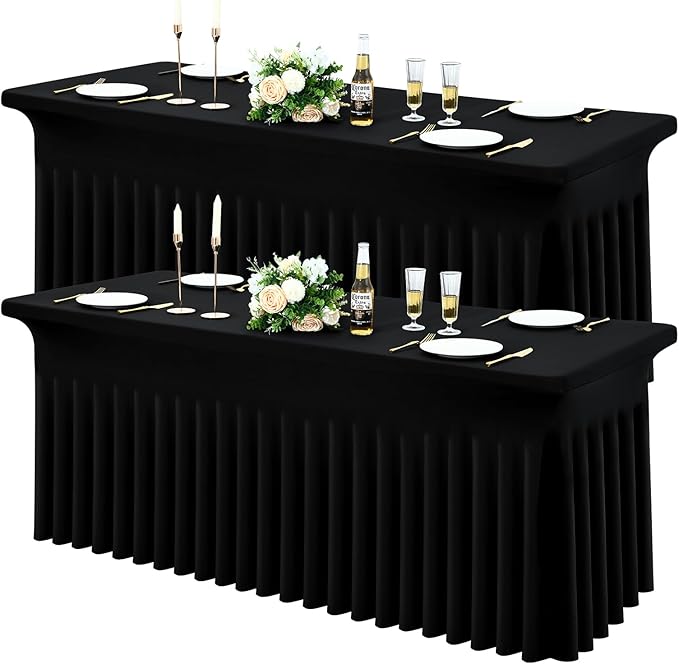 Moosfor 2 Pack Spandex Fitted Rectangle Tablecloth, Elastic Table Skirt by Moosfor