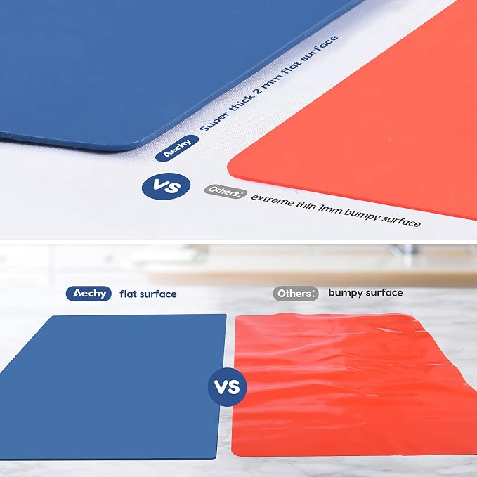 AECHY Extra Large Silicone Mat 35.3"x23.5"x0.08", Multipurpose Silicone Mat Thick Heat Resistant Mat Shipped Rolled Up Kitchen Counter Mat Waterproof Nonslip Mats for Kitchen Counter Blue | Extra Large, Heat Resistant, Waterproof, Nonslip, Multipurpose... - Image 4