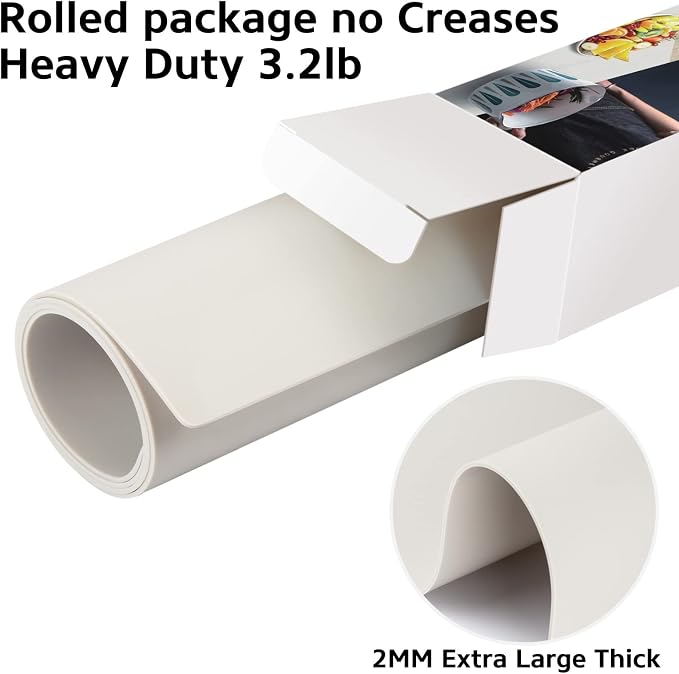 Slicone Mat Heat Resistant Mats for Countertop, Multipurpose Large Silicone Mats for Crafts Kitchen Workbench Size 36x24 inches Thick 2mm,Rolled Package,Beige - Image 3