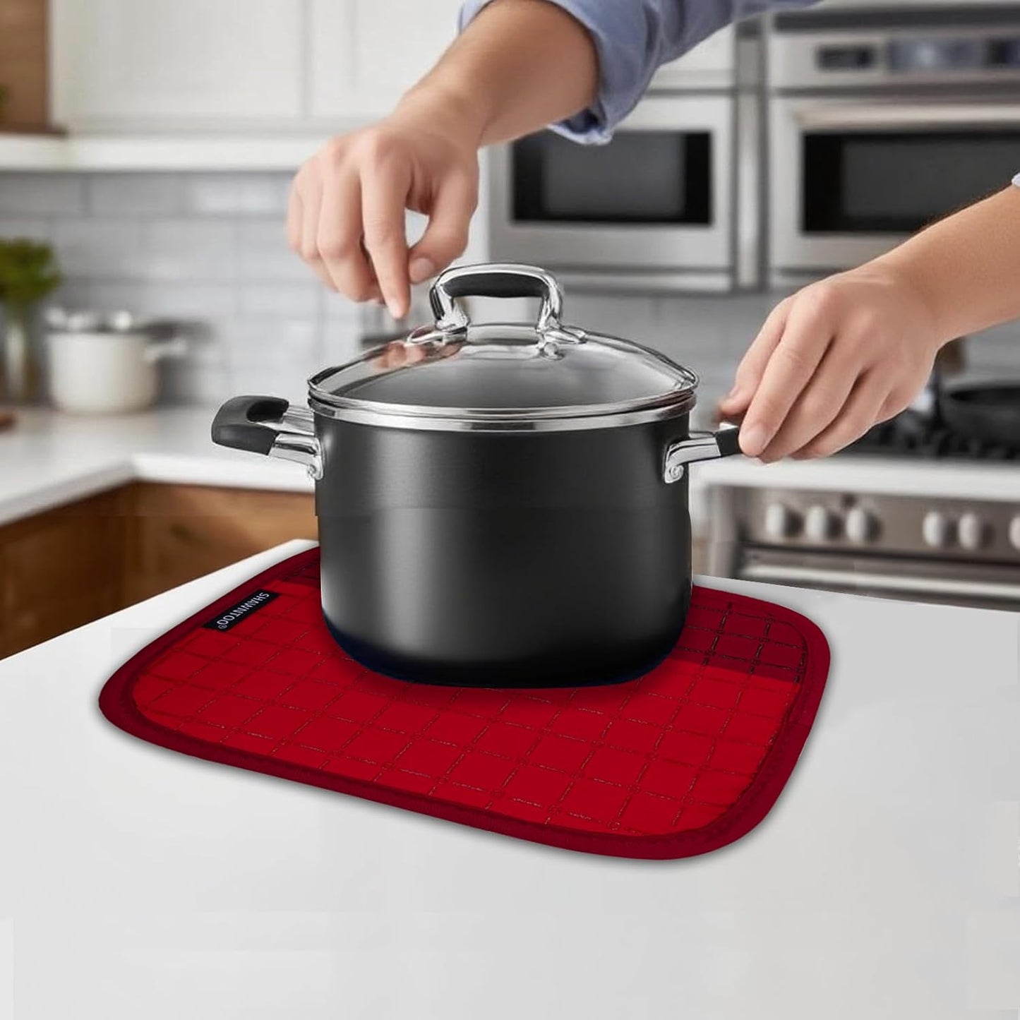 Oven Mitts and Pot Holders Sets 6pcs, Kitchen Oven Glove,High Heat Resistant 550 Degree Extra Long Oven Mitts and Potholders with Non-Slip Silicone Surface for Home Essentials (Grey) (Passion Red)