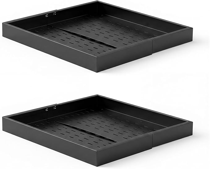 VEVOR Pull Out Cabinet Organizer, 2 Pack Expandable Width (12.2"-18.9"), 20.47" Deep Pull Out Drawers for Cabinets, Sliding Drawer for Kitchen Pantry Cabinet Organizer with Nano Adhesive Strips, Black - Image 9
