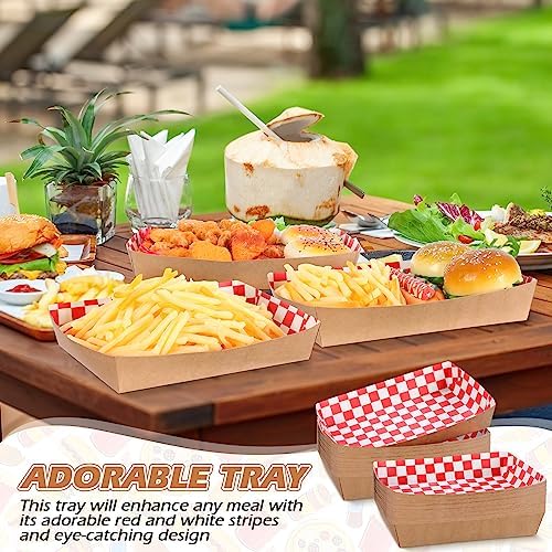 Disposable Red White Checkerboard Paper Food Trays 5 lb Heavy Duty Kraft Paper Food Serving Boats 10.2 x 7.1 x 2 Inch Nacho Taco Hot Dog Chips Snack Hamburger Holder for Party Restaurant (60 Pcs) - Image 5