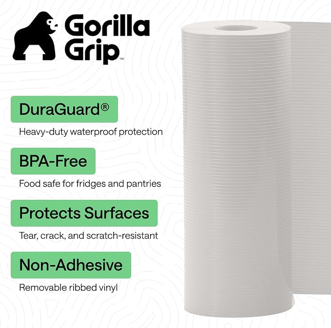GORILLA GRIP Shelf Liner, Non-Adhesive Cabinet Liners, 20" x30' Light Gray - Image 2