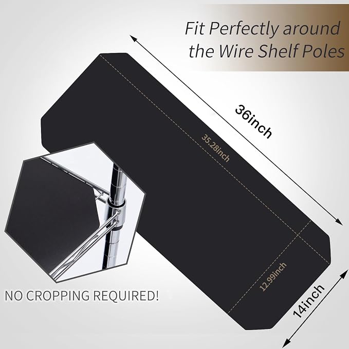 Poofzy Wire Shelf Liner 14" x 36", Set of 4 Black - Image 2