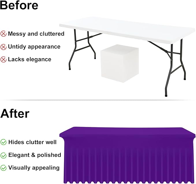 Moosfor 2 Pack Spandex Fitted Rectangle Tablecloth, Elastic Table Skirt - Image 4