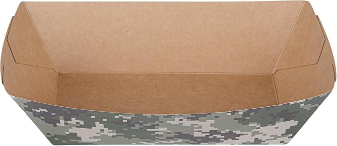 Restaurantware-Bio Tek 2 Pound Food Trays, 50 Disposable Paper Food Trays - Heavy-Duty, Greaseproof, Camouflage Paper Boats, For Snacks, Appetizers, Or Treats, Use At Parties Or Carnivals - Image 15