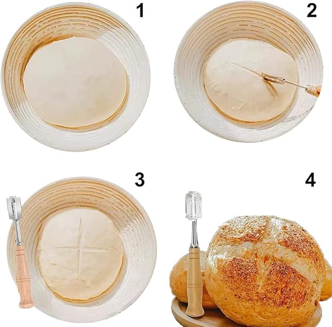 9.4'' Round Bread Banneton Proofing Basket with Linen Liner for Sourdough Proofing,Perfect Handmade Rattan Bowl for Making Beautiful Bread - Image 4