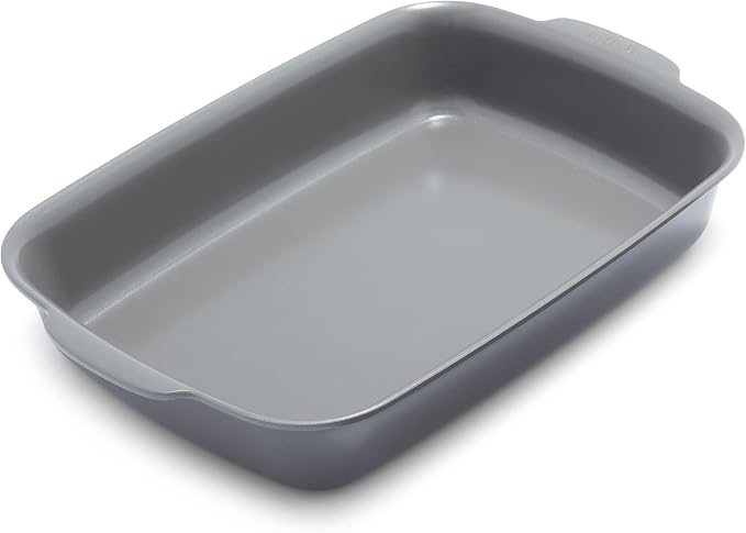 GreenPan Premiere Ovenware Healthy Ceramic Nonstick 13" x 9" Rectangular Baking Pan, Cast Aluminum Bakeware, Warp-Free, Oven and Broiler safe to 600F,Dishwasher Safe, PFAS-Free, Gray by GreenPan